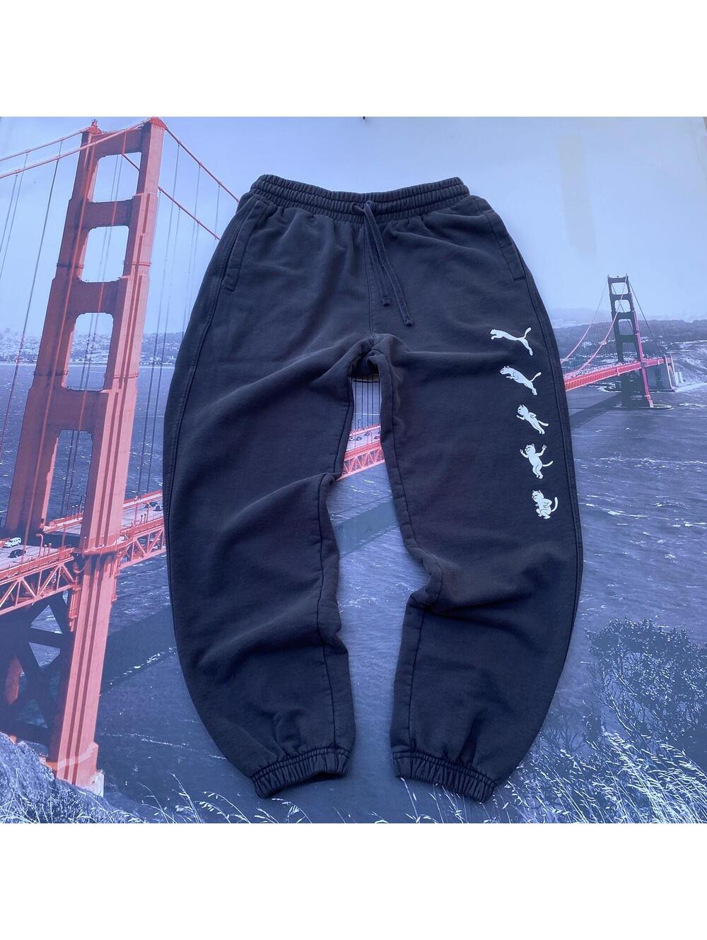 PUMA x RIPNDIP Sweatpants Men’s Size Medium Black Graphic Print  Bottom Pants